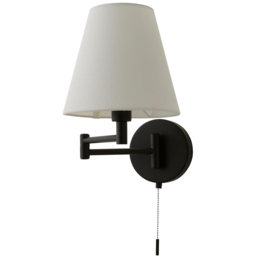 ValueLights Sonia Tapered Shade Matte Black Adjustable Swing Arm Wall Light with Bulb - Size: 28.5 x 18 x 41cm - Wilko