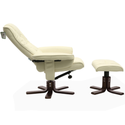 Living and Home Beige Upholstered Swivel Recliner Chair with Ottoman - Size: Single - Cream - Wilko - thumbnail 5