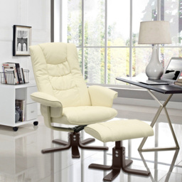 Living and Home Beige Upholstered Swivel Recliner Chair with Ottoman - Size: Single - Cream - Wilko - thumbnail 7
