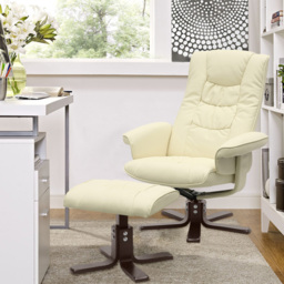 Living and Home Beige Upholstered Swivel Recliner Chair with Ottoman - Size: Single - Cream - Wilko - thumbnail 6