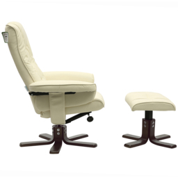 Living and Home Beige Upholstered Swivel Recliner Chair with Ottoman - Size: Single - Cream - Wilko - thumbnail 4