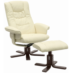 Living and Home Beige Upholstered Swivel Recliner Chair with Ottoman - Size: Single - Cream - Wilko - thumbnail 3