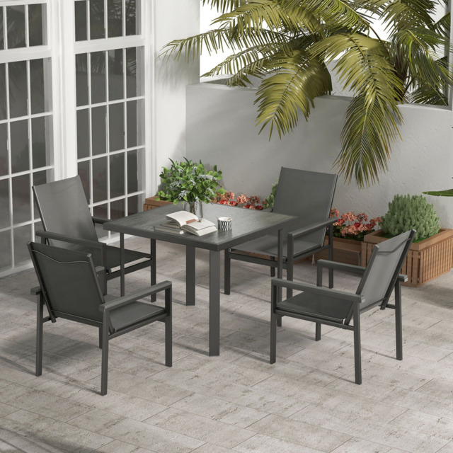 Outsunny Steel 4 Seater Square Garden Dining Set Grey - Wilko - image 1