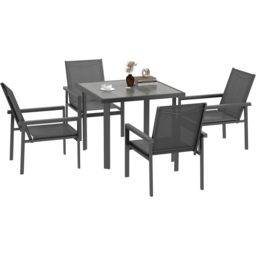 Outsunny Steel 4 Seater Square Garden Dining Set Grey - Wilko - thumbnail 3