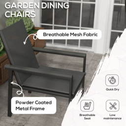 Outsunny Steel 4 Seater Square Garden Dining Set Grey - Wilko - thumbnail 5