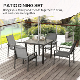 Outsunny Steel 4 Seater Square Garden Dining Set Grey - Wilko - thumbnail 7