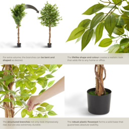 tectake Artificial Ficus Tree in Pot 180cm - Size: 180 x 70 x 70cm - Green - Wilko - thumbnail 5