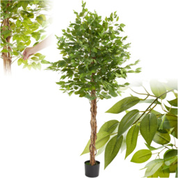 tectake Artificial Ficus Tree in Pot 180cm - Size: 180 x 70 x 70cm - Green - Wilko - thumbnail 3