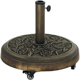 Outsunny Bronze Floral Rose Pattern Parasol Base with Wheels 21kg - Size: 42 x 49 x 49cm - Bronze Tone - Wilko - thumbnail 1