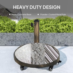 Outsunny Bronze Floral Rose Pattern Parasol Base with Wheels 21kg - Size: 42 x 49 x 49cm - Bronze Tone - Wilko - thumbnail 7