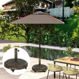 Outsunny Bronze Floral Rose Pattern Parasol Base with Wheels 21kg - Size: 42 x 49 x 49cm - Bronze Tone - Wilko - thumbnail 4