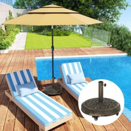 Outsunny Bronze Floral Rose Pattern Parasol Base with Wheels 21kg - Size: 42 x 49 x 49cm - Bronze Tone - Wilko - thumbnail 5