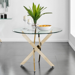 Furniturebox Arona 4 Seater Round Dining Table Gold - Wilko - thumbnail 6