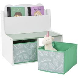 Liberty House Toys Kids Teddy Bear Bookcase - Size: 60 x 61.5 x 50cm - White & Green - Wilko - thumbnail 4