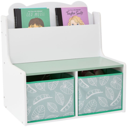 Liberty House Toys Kids Teddy Bear Bookcase - Size: 60 x 61.5 x 50cm - White & Green - Wilko - thumbnail 3