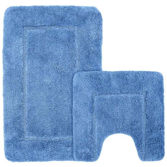 Mayfair Blue Micro Fibre Bath Mat Set - Wilko - image 1