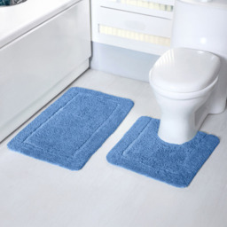 Mayfair Blue Micro Fibre Bath Mat Set - Wilko - thumbnail 3