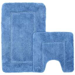 Mayfair Blue Micro Fibre Bath Mat Set - Wilko - thumbnail 1