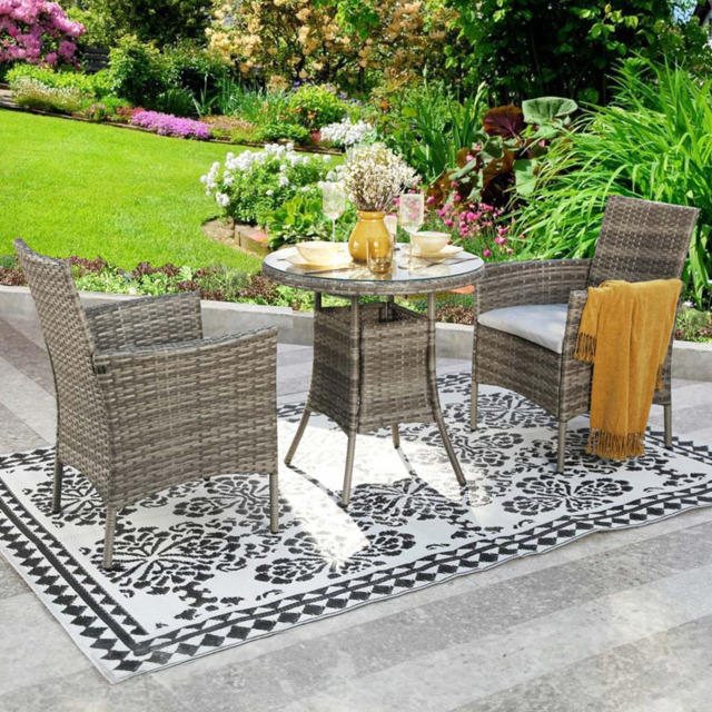 Home Garden Direct Judas 2 Seater Rattan Garden Bistro Set - Black - Wilko - image 1