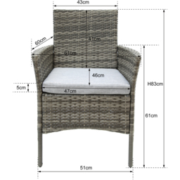 Home Garden Direct Judas 2 Seater Rattan Garden Bistro Set - Black - Wilko - thumbnail 6