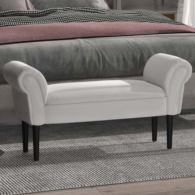 Portland Grey Small Linen Upholstered Bench - Wilko - image 1