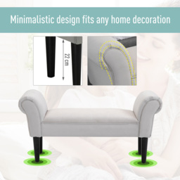Portland Grey Small Linen Upholstered Bench - Wilko - thumbnail 7