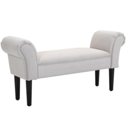 Portland Grey Small Linen Upholstered Bench - Wilko - thumbnail 3