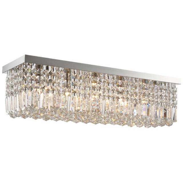 Portland Modern Crystal Square Ceiling Light - Size: 80 x 25 x 23cm - Silver - Wilko - image 1