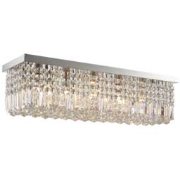 Portland Modern Crystal Square Ceiling Light - Size: 80 x 25 x 23cm - Silver - Wilko