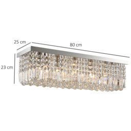 Portland Modern Crystal Square Ceiling Light - Size: 80 x 25 x 23cm - Silver - Wilko - thumbnail 7