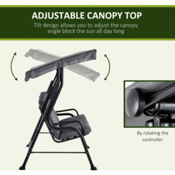 Outsunny 3 Seater Grey Outdoor Garden Swing Chair - Wilko - thumbnail 5