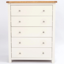 Cabinet Bits Maggiori 5 Drawer White Chrome Knob Chest of Drawers - Wilko - thumbnail 3