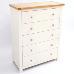 Cabinet Bits Maggiori 5 Drawer White Chrome Knob Chest of Drawers - Wilko - thumbnail 5