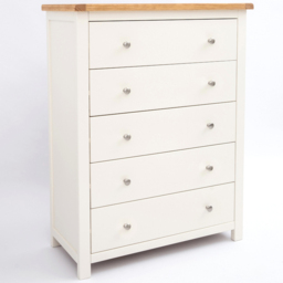 Cabinet Bits Maggiori 5 Drawer White Chrome Knob Chest of Drawers - Wilko - thumbnail 4
