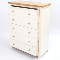 Cabinet Bits Maggiori 5 Drawer White Chrome Knob Chest of Drawers - Wilko - thumbnail 6