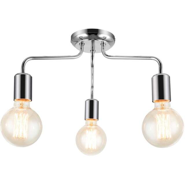 Cosylyte Fraser 3 Light Chrome Metal Flush Ceiling Light - Size: 29 x 21.5 x 14.5cm - Silver - Wilko - image 1