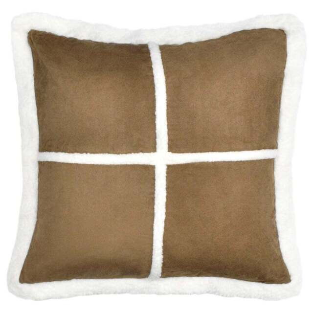 Intimates Sheep Skin Filled Large Cushion 56 x 56cm 2 Pack - Brown - Wilko - image 1
