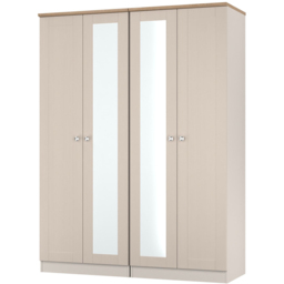 Crowndale Sussex 4 Door Kashmir Ash and Bardolino Oak Tall Mirror Wardrobe Ready Assembled - Kashmir Ash & Bardolino Oak - Wilko - thumbnail 4