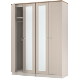 Crowndale Sussex 4 Door Kashmir Ash and Bardolino Oak Tall Mirror Wardrobe Ready Assembled - Kashmir Ash & Bardolino Oak - Wilko - thumbnail 5