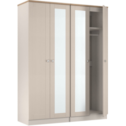 Crowndale Sussex 4 Door Kashmir Ash and Bardolino Oak Tall Mirror Wardrobe Ready Assembled - Kashmir Ash & Bardolino Oak - Wilko - thumbnail 6