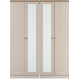 Crowndale Sussex 4 Door Kashmir Ash and Bardolino Oak Tall Mirror Wardrobe Ready Assembled - Kashmir Ash & Bardolino Oak - Wilko - thumbnail 3