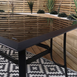 Samuel Alexander 4 Seater Rectangular Outdoor Dining Set with Cream Parasol - Black - Wilko - thumbnail 5