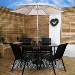 Samuel Alexander 4 Seater Rectangular Outdoor Dining Set with Cream Parasol - Black - Wilko - thumbnail 1