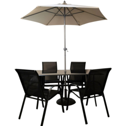 Samuel Alexander 4 Seater Rectangular Outdoor Dining Set with Cream Parasol - Black - Wilko - thumbnail 3