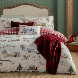Furn Single Cotswolds Christmas Printed Reversible Duvet Set - White - Wilko - thumbnail 4
