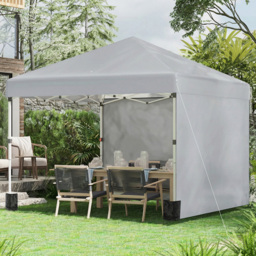 Outsunny 3 x 3m Light Grey Pop Up Gazebo with 2 Sidewalls and Weight Bag - Wilko - thumbnail 1