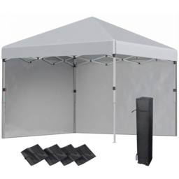 Outsunny 3 x 3m Light Grey Pop Up Gazebo with 2 Sidewalls and Weight Bag - Wilko - thumbnail 3