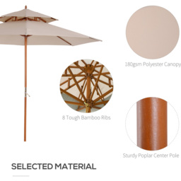 Outsunny Beige Umbrella Parasol 2.65m - Size: 3m - Cream - Wilko - thumbnail 7