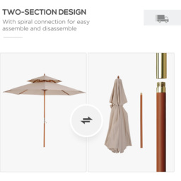 Outsunny Beige Umbrella Parasol 2.65m - Size: 3m - Cream - Wilko - thumbnail 6