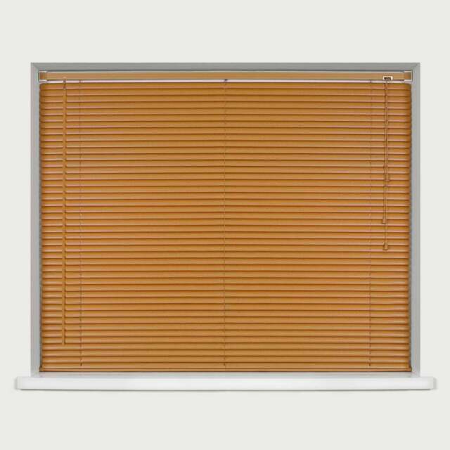 Caecus Wood Grain Effect PVC Long Drop Venetian Blind Teak 105 x 210cm - Brown - Wilko - image 1